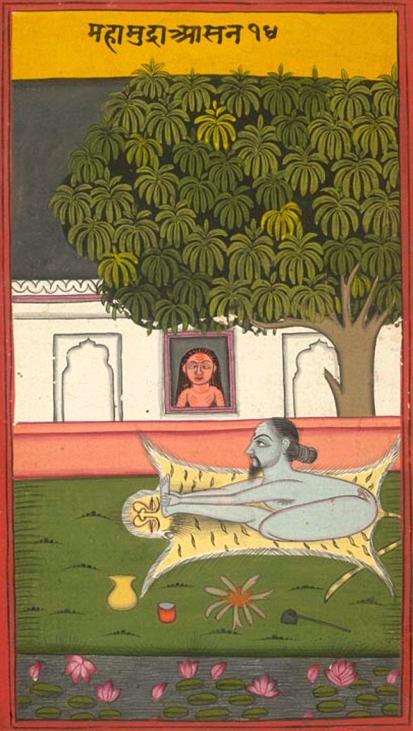 Historische indische Illustration eines Yogis in der Haltung Mahamudra